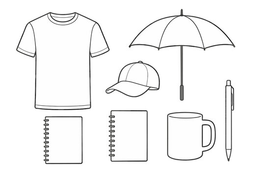 Set of Merchandise Icons on Gray Background