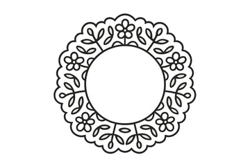 Ornate Floral Circle Frame with Negative Space