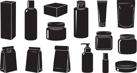 Obraz premium Cosmetic and packaging silhouettes set