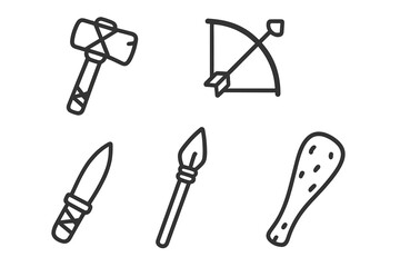 Primitive weapon icons on dark background