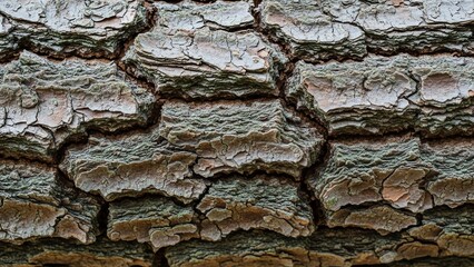 Obraz premium Tree bark texture close-up, weathered pattern, earth tones,...
