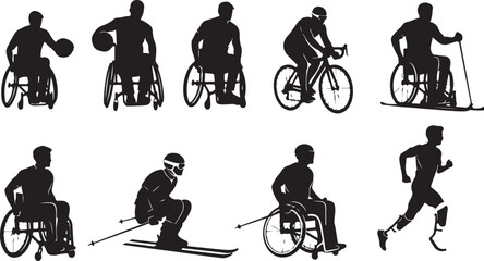 Wheelchair and adaptive sports silhouettes set