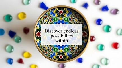 Kaleidoscope with Inspirational Quote Discover Endless Possibilities