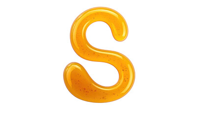 Digitized "S" crafted from liquid amber, set against a black backdrop