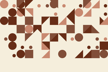 Abstract geometric pattern with various brown and beige shapes on a light background
