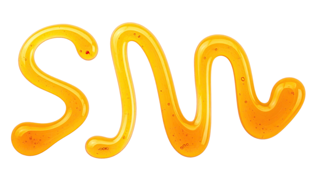 Swirly golden liquid dripped into the letters "SN" against black - Powered by Adobe