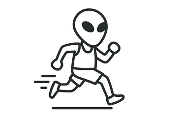 Obraz premium Alien runner outline on a gradient background