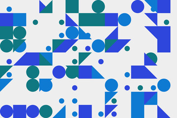 Modern abstract geometric pattern with blue and teal shapes creating a dynamic background