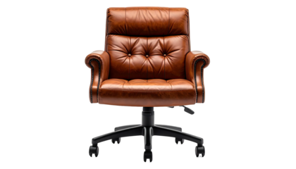 Luxurious, tufted leather executive chair on casters