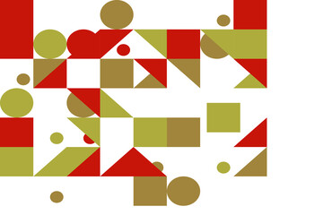Modern geometric abstract pattern featuring colorful circles squares and triangles background design