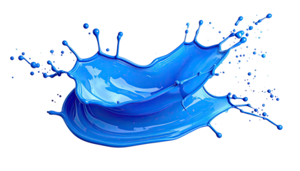 Vibrant blue liquid bursts outward, against a stark black background