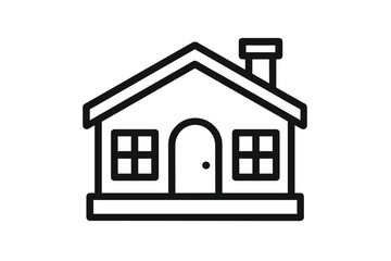 Simple house icon outline on dark background