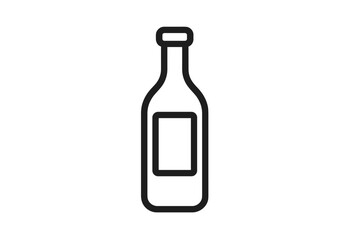 Line art bottle with label on grey background