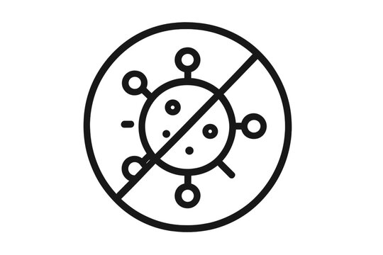 Stop virus icon with a circle and diagonal line