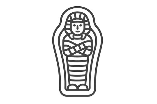 Egyptian sarcophagus outline on gradient background