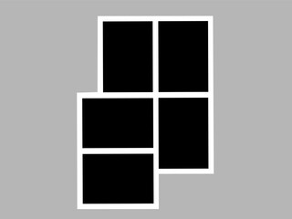 Blank photo frame design, five vector photo frames collage layout template