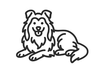 Happy Collie Dog Lying Down Line Art © Alan