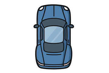 Fototapeta premium Overhead view of a blue sports car