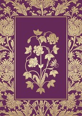 wedding card design, paisley floral pattern , India	