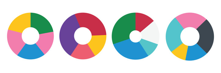 Infographic pie chart collection, featuring colorful vector data visualization elements, perfect for business analytics, marketing reports, financial charts, growth statistics, modern infographic desi
