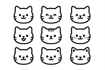 Fototapeta premium Cute Cat Faces Collection