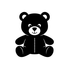 Black stuffed bear sitting isolated on transparent background