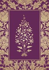 wedding card design, paisley floral pattern , India	