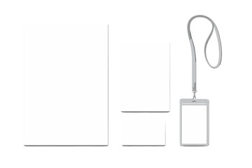 Naklejka premium Blank stationery and ID badge mockup