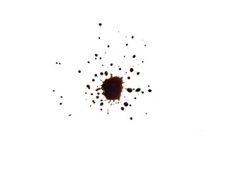 Coffe splash isolated on white background, Top view	