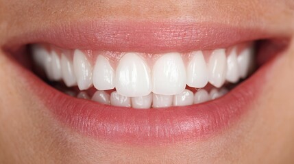 Obraz premium Close-up of a Beautiful Smile - Showing Healthy, White Teeth and Pink Lips.