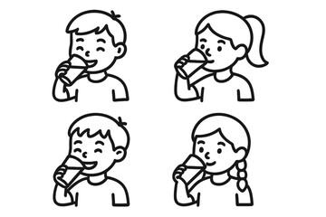 Children drinking from glasses
