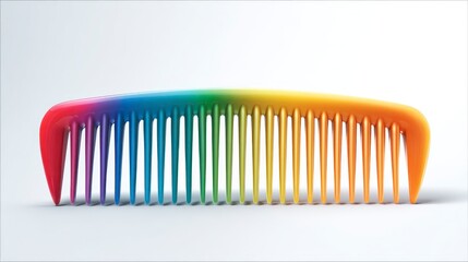 Colorful comb isolated on white background with vibrant rainbow gradient