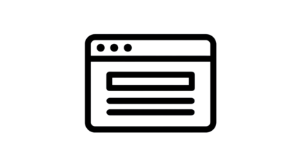 Outline of a browser window with content area and control elements