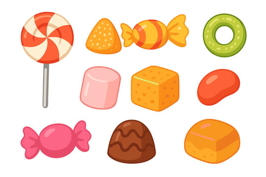 Collection of colorful glowing candies