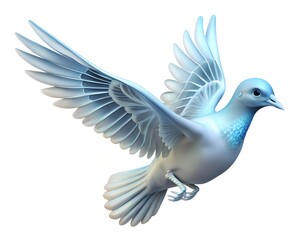 Obraz premium A white dove in flight with outstretched wings on a plain background