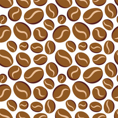 Obraz premium Coffee drink seamless pattern. Vector roasted coffee beans pattern. Vector texture illustration