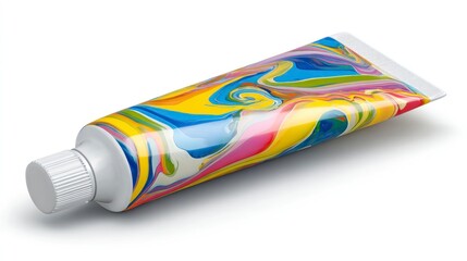 Colorful paint tube illustration on a white background creative art concept