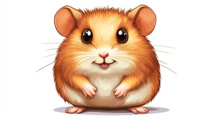 Cute cartoon hamster illustration on white background cheerful animal portrait