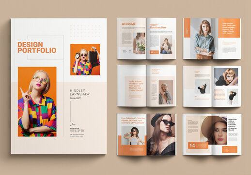 Portfolio Layout with Orange Accents