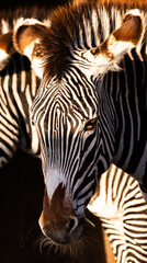 Golden light falls onto a Grevys Zebra