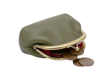 Vintage Green Leather Coin Purse with Classic Metal Clasp, Secure and Stylish Storage for Loose Change