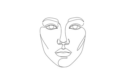 Black line drawing of a face on white background