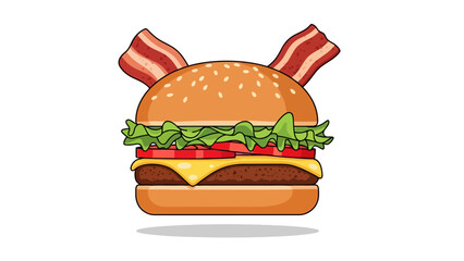 Burger with bacon ears lettuce tomato cheese and patty