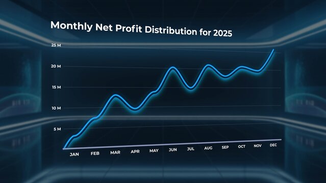 3D Glass Financial Line Chart