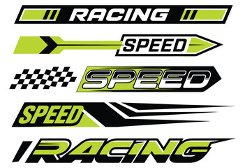 Racing sport colorful set stickers, featuring vibrant and dynamic designs