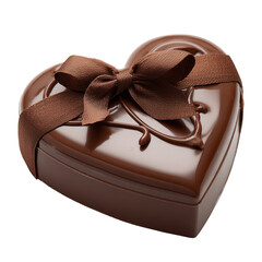 Chocolate heart box with ribbon