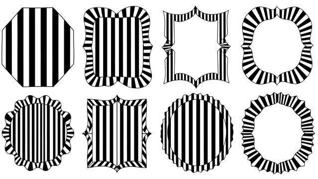 Collection of Ornate Black and White Striped Frames.
