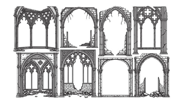 Gothic Architectural Ruins Arches and Windows Collection.