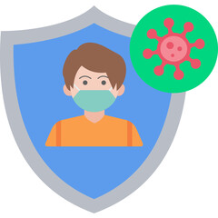 Virus Protection Icon &ndash; Flat Style Immunity, Safety and Infection Prevention Symbol