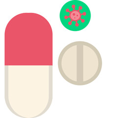 Antiviral Icon &ndash; Flat Style Virus Protection, Medical Treatment and Healthcare Symbol